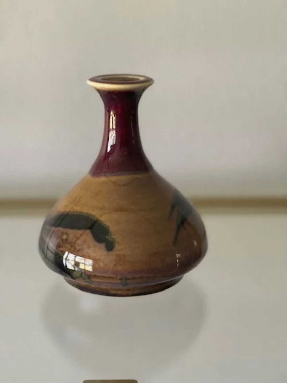 Hand-thrown Studio Art Pottery Vase Glazed Artist Signed 4-3/4